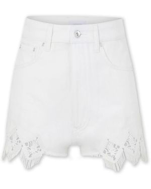 Rabanne Korte Broeken ,Wit ,Denim Geometrisch Geborduurde Denim Shorts