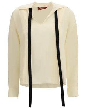 Max Mara Overhemden ,Leer Zijden Blouse - Naturel