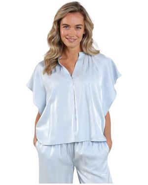 Nukus Overhemden ,Blauw ,Polyester Taylor Top Shiny