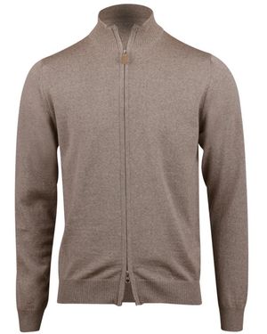 Stenströms Merino-Woll-Zip-Cardigan - Braun