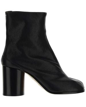 Maison Margiela Tabi Teen Kalfsleren Enkellaarzen Met Cilindrische Hak - Zwart