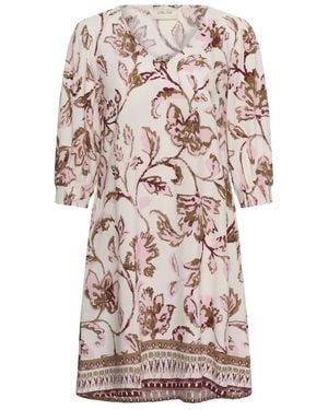 Cream Short Dresses - Pink