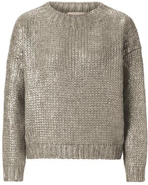 Rich & Royal Rundhals-Strickware - Grau