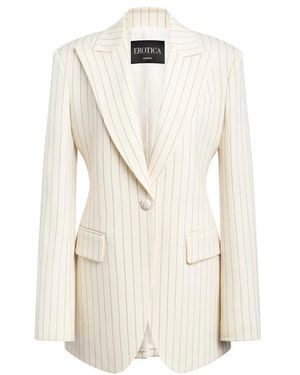 Dondup Jassen ,Wit ,Wol Pinstripe Blazer