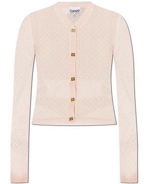Ganni Transparante Vest Met Col - Naturel