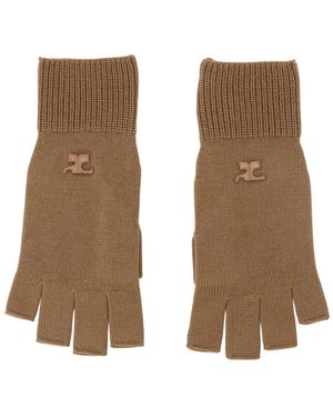 Courreges Wol Logo Wanten - Naturel