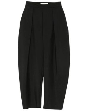 Rohe Weit Geschnittene Hose Mit Bundfalten - Schwarz