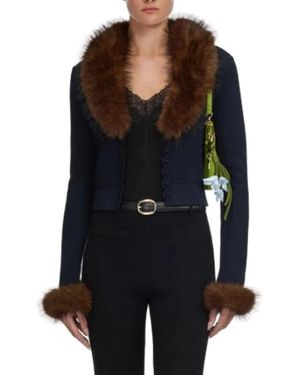Self-Portrait Truien & Vesten ,Zwart ,Katoen Zwarte Cardigan Met Kristallen Trim