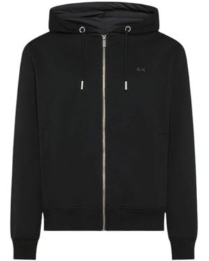 Sun 68 Hoodies & Sweatvesten ,Zwart ,Katoen Sweatshirt Met Rits