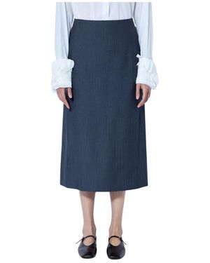 Jil Sander Midi-Rok Met Plooien Aan De Voorzijde - Blauw
