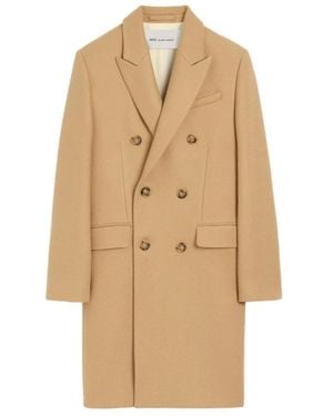 Ami Paris Double-Breasted Coats - Natural