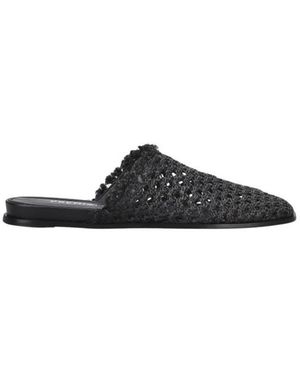 Premiata Schoenen ,Zwart ,Geweven Raffia Sabot Met Raffia Detail