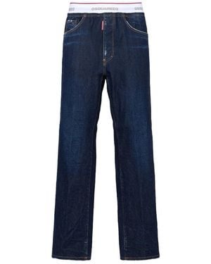 DSquared² Jeans ,Blauw ,Katoen Distressed Straight Jeans