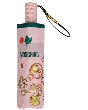 Moschino Charm And Cherries Mini Openclose Paraplu - Wit