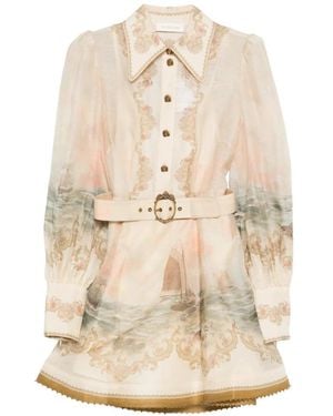 Zimmermann Kleedjes ,Veelkleurig ,Linnen Shirt Dress - Naturel