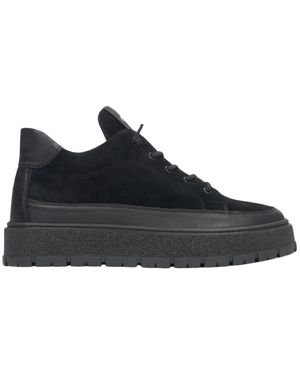 ESTRO Schwarze high-top sneakers aus italienischem echtem velours und leder mit leichter isolierung