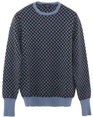 Drumohr Pullover Met Hoge Hals Van Kasjmier Met Scheermesmotief - Blauw