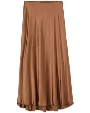 Oltre Viscose Satin Skirt - Bruin