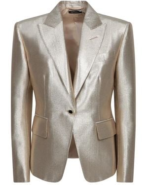 Tom Ford Single Breasted Peak Lapel Jacket - Geel