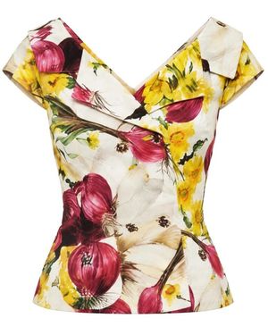 Dolce & Gabbana Overhemden ,Veelkleurig ,Katoen Korte Mouw Blouse - Meerkleurig