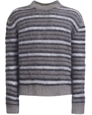 Marni Gestreifter mohair-rundhalspullover - Grau