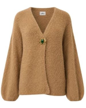 Pink Memories Strickjacke Mit V-Ausschnitt - Natur