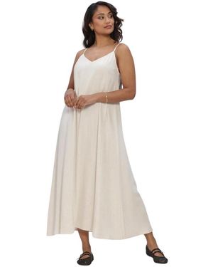 Object Kleedjes ,Linnen Objsanne Lo Strap Dress - Naturel