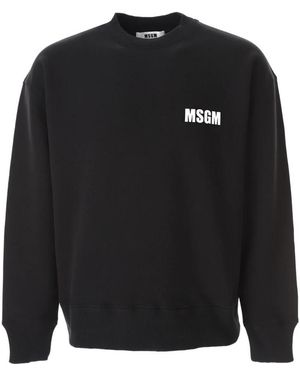 MSGM Hoodies & Sweatvesten ,Zwart ,Katoen Badge Sweatshirt
