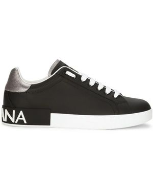 Dolce & Gabbana Schoenen ,Zwart ,Leer Portofino Sneakers