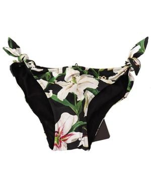 Dolce & Gabbana Elegant Lily-Print Bikini Bottom - Zwart