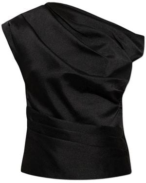 Self-Portrait Overhemden ,Zwart ,Polyester Gedrapeerde Taft Top