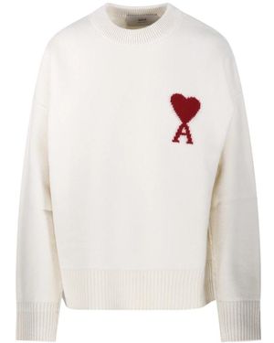 Ami Paris Round-Neck Knitwear - White