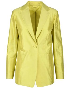Max Mara Zijden Veranda Double-Breasted Jas - Geel
