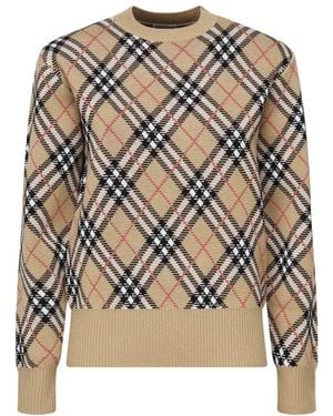 Burberry Round-Neck Knitwear - Natural