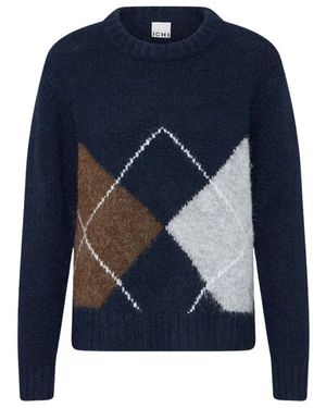 Ichi Truien & Vesten ,Veelkleurig ,Trui Met Ronde Hals - Blauw