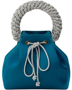 HIBOURAMA Grüner zirkon linda satin handtasche - Blau