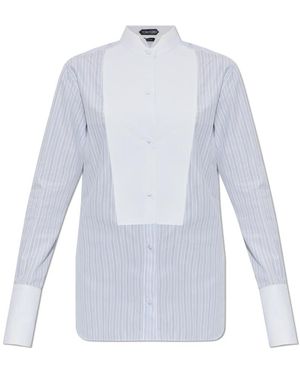 Tom Ford Overhemden ,Blauw ,Katoen Gestreept Katoenen Smokinghemd