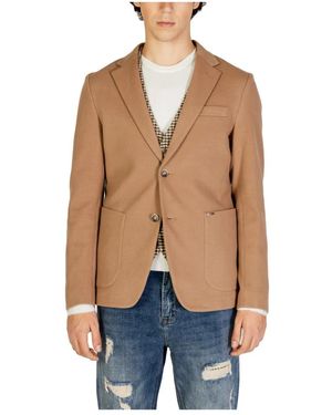 Gianni Lupo Jassen ,Katoen Blazer Met Reverskraag - Blauw
