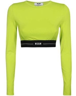 MSGM Long Sleeve T-Shirts - Yellow