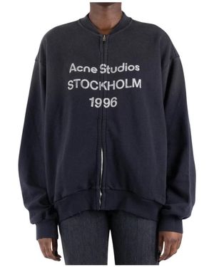 Acne Studios Hoodies & Sweatvesten ,Zwart ,Katoen Zwart Katoen Polyester Sweatshirt - Blauw