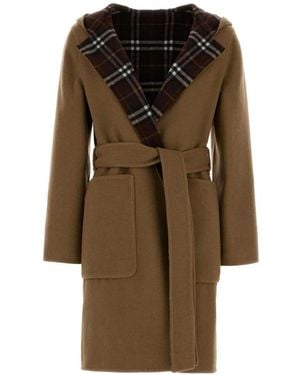 Burberry Omkeerbare Wollen Jas Met Capuchon - Bruin