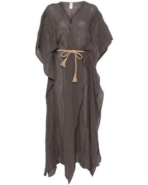 120% Lino Maxi Dresses - Marrón