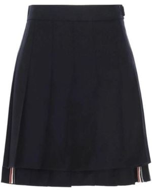 Thom Browne Blauwe Geplooide Rok - Zwart