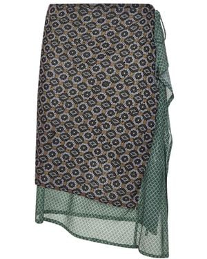 Dries Van Noten Mini Tie Mesh Rok - Grijs