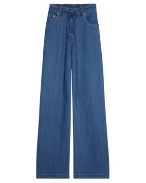 Suncoo Jeans ,Blauw ,Wijde Pijp Blauwe Jeans Met Elastische Tailleband