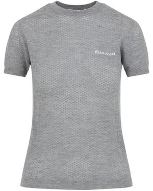 Miu Miu Round-Neck Knitwear - Gris