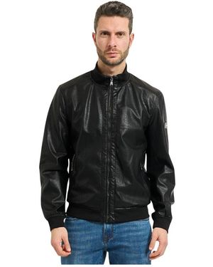 Yes-Zee Jassen ,Zwart ,Leer Faux Leather Jacket