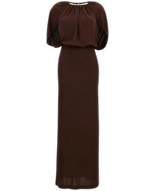 Des Phemmes Lange Jurk Met Cape - Bruin
