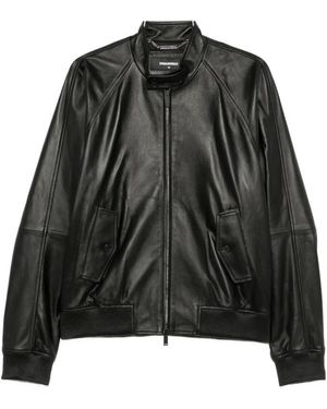 DSquared² Leren Bomberjack - Zwart