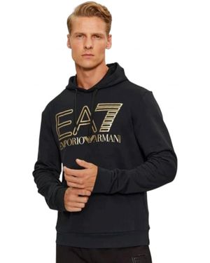 EA7 Schwarzer hoodie mit stilvollem print